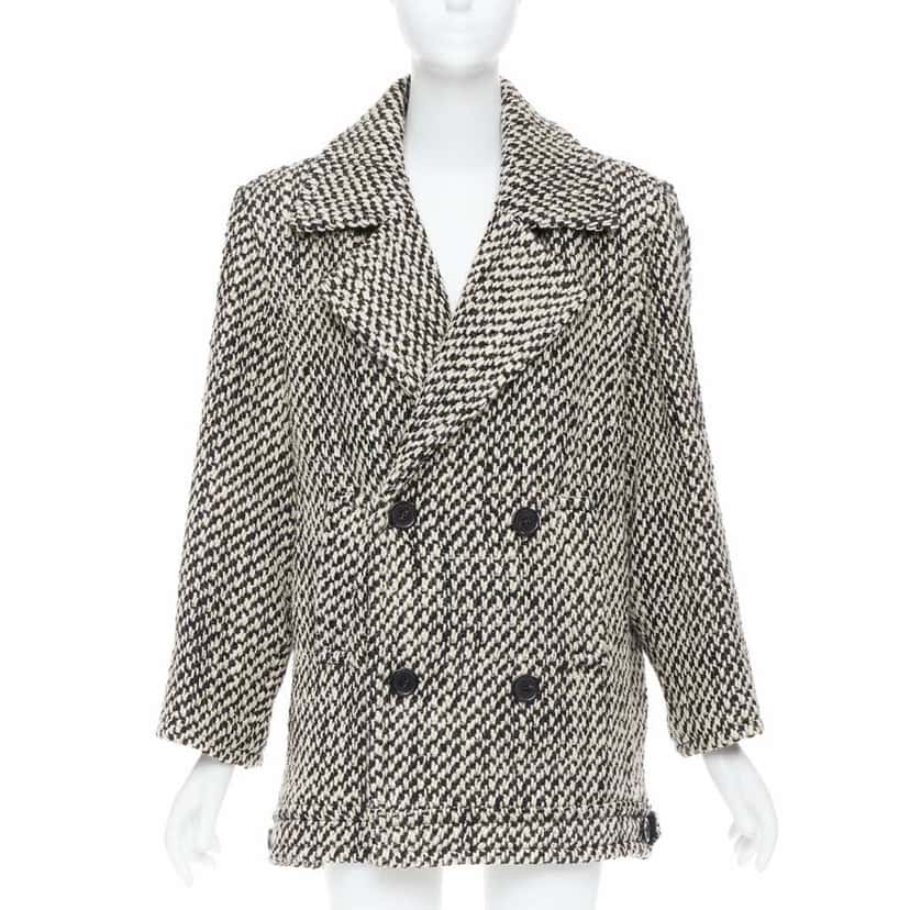 Saint Laurent Grey Oversized Coat Black Wool Never worn, with tag - Front View