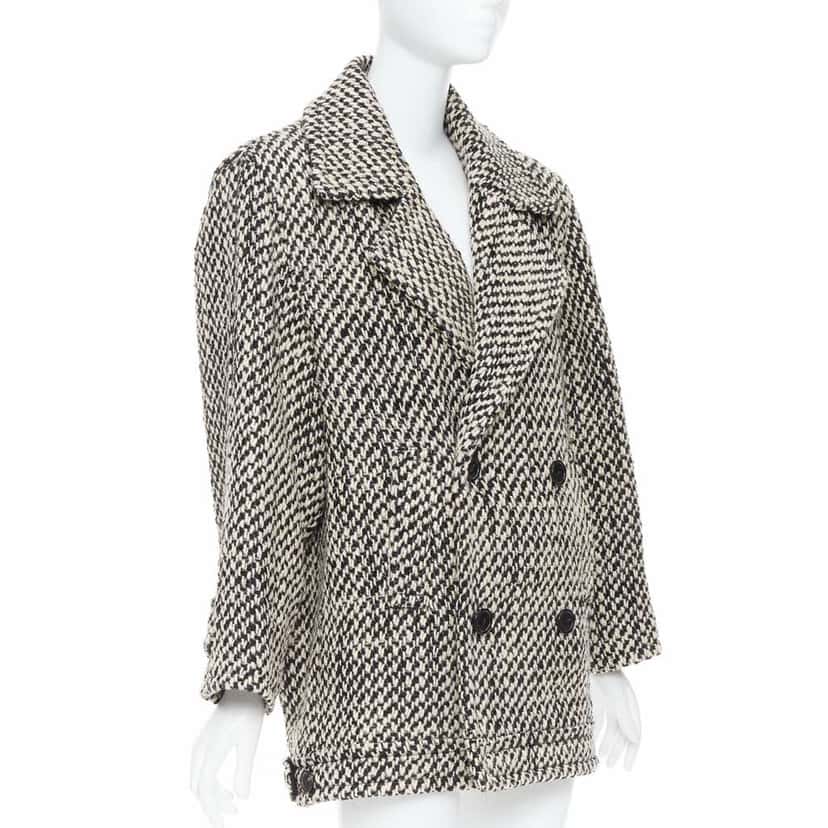Saint Laurent Grey Oversized Coat Black Wool Never worn, with tag - Inside View