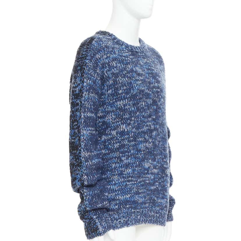 Hermès Melange Knit Sweater Blue Wool Never worn - Inside View