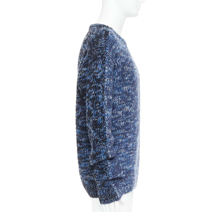 Hermès Melange Knit Sweater Blue Wool Never worn - Model View