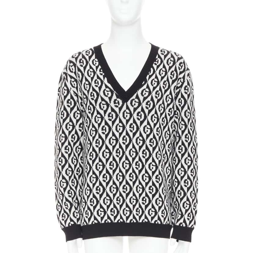 Gucci G Monogram Sweater Black Wool Never worn - Front View