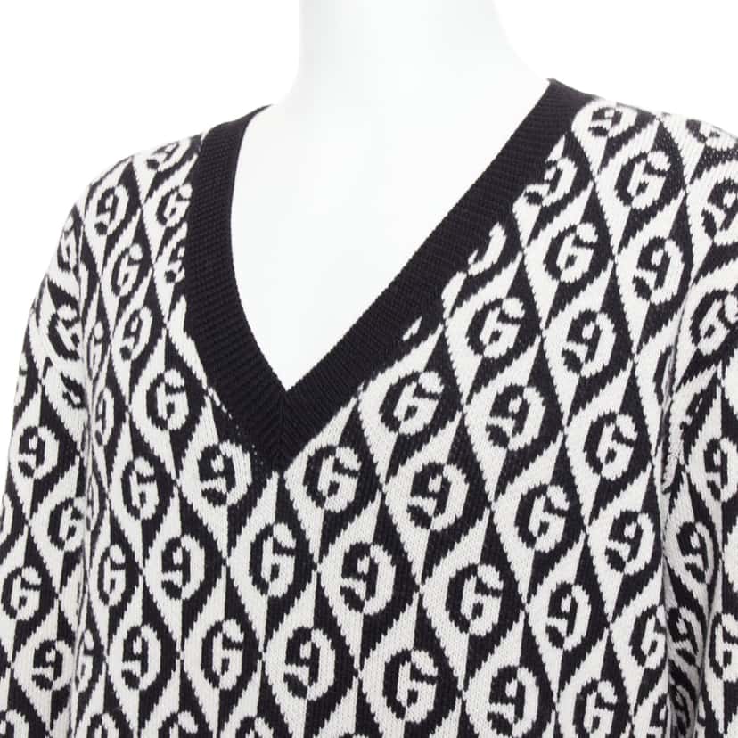 Gucci G Monogram Sweater Black Wool Never worn - Back View