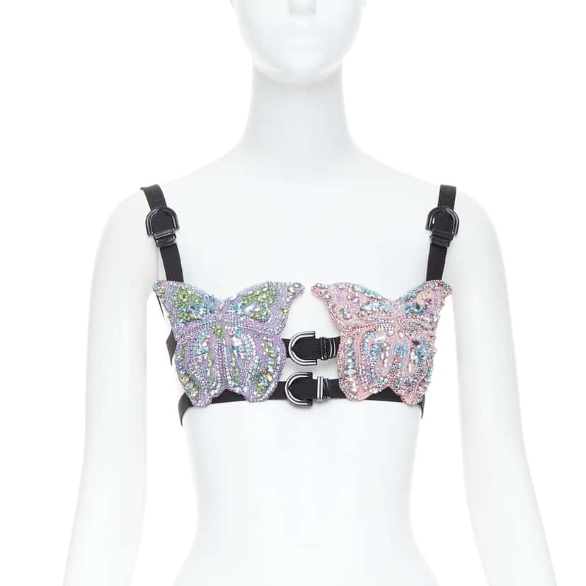 Versace Crystal Butterfly Bra Pink Polyester Never worn, with tag - Front View