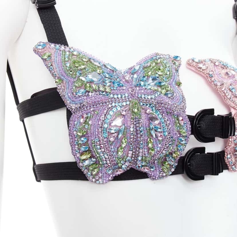 Versace Crystal Butterfly Bra Pink Polyester Never worn, with tag - Back View
