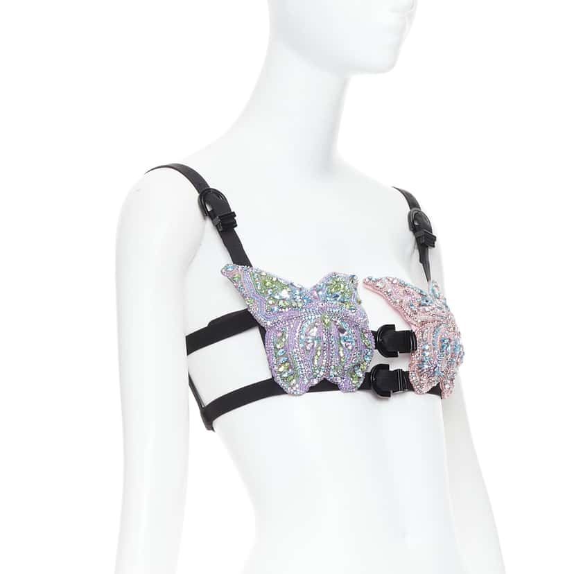 Versace Crystal Butterfly Bra Pink Polyester Never worn, with tag - Inside View