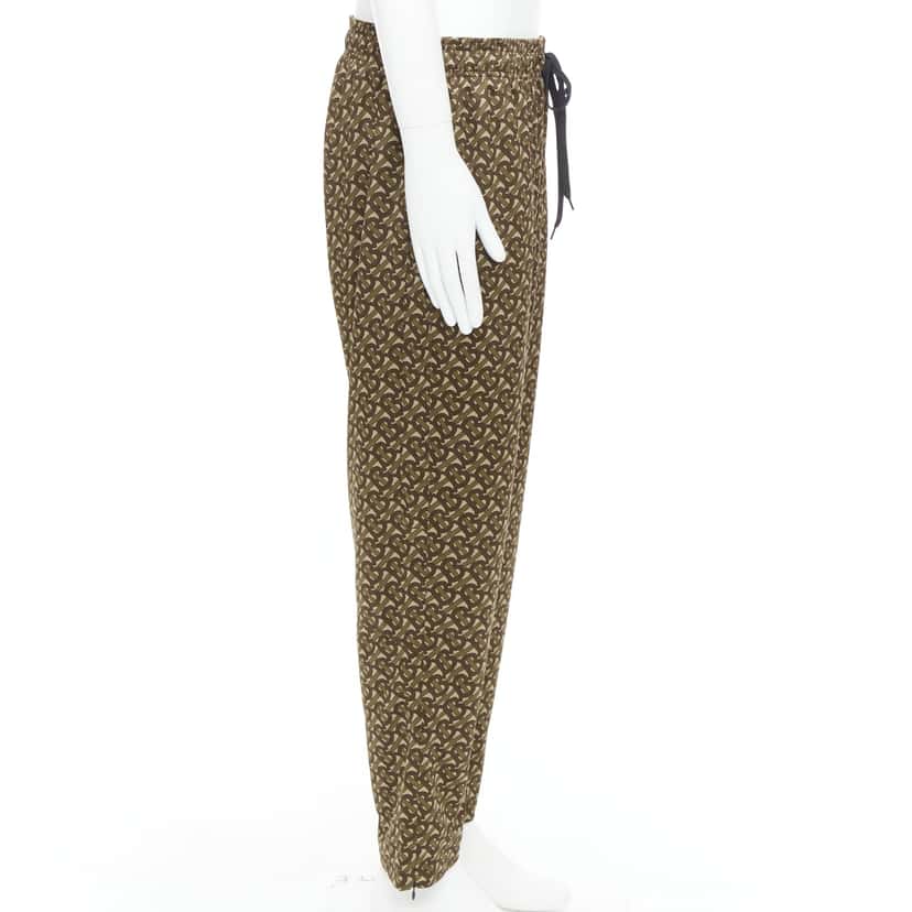 Burberry Logo Jogger Pants Khaki Polyester Very good condition - Model View