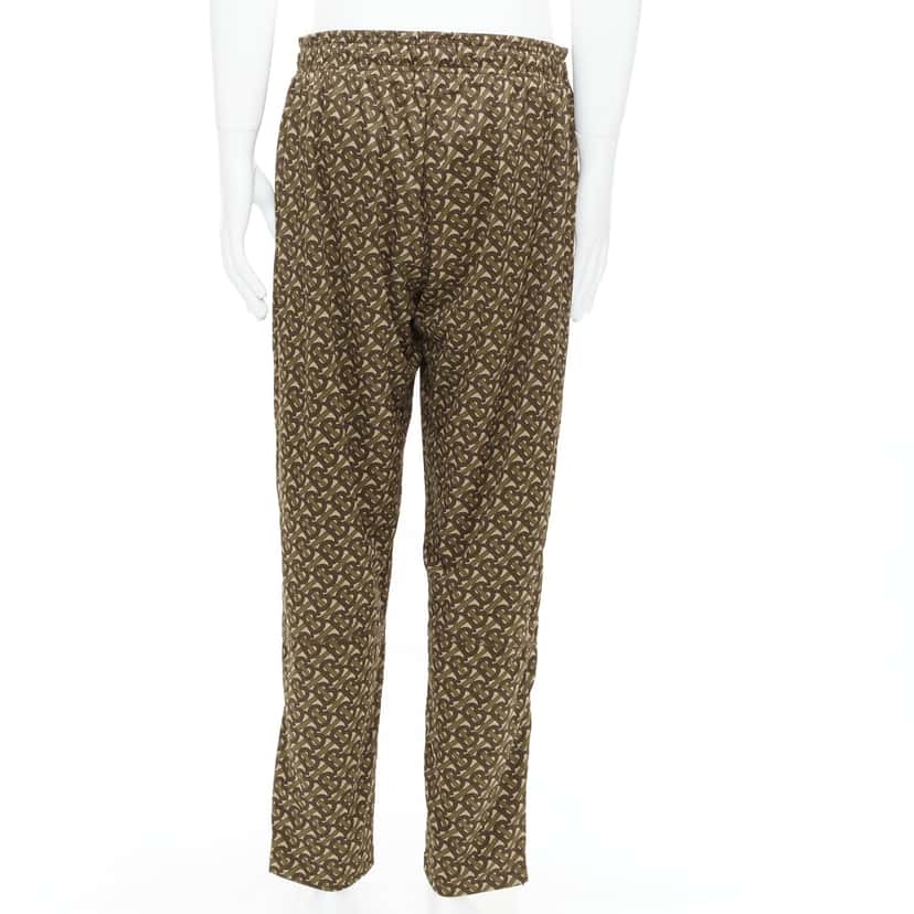 Burberry Logo Jogger Pants Khaki Polyester Very good condition - Box View