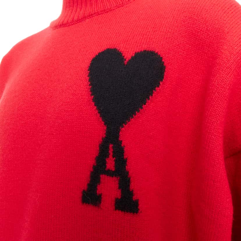 Ami Heart Logo Turtleneck Red Wool Very good condition - Back View