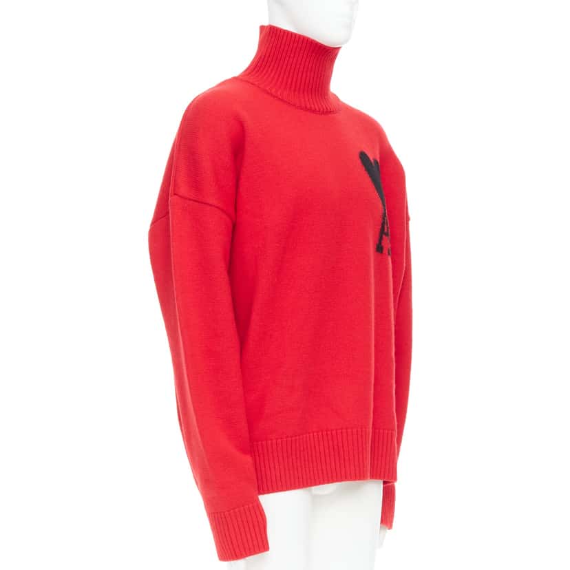 Ami Heart Logo Turtleneck Red Wool Very good condition - Inside View