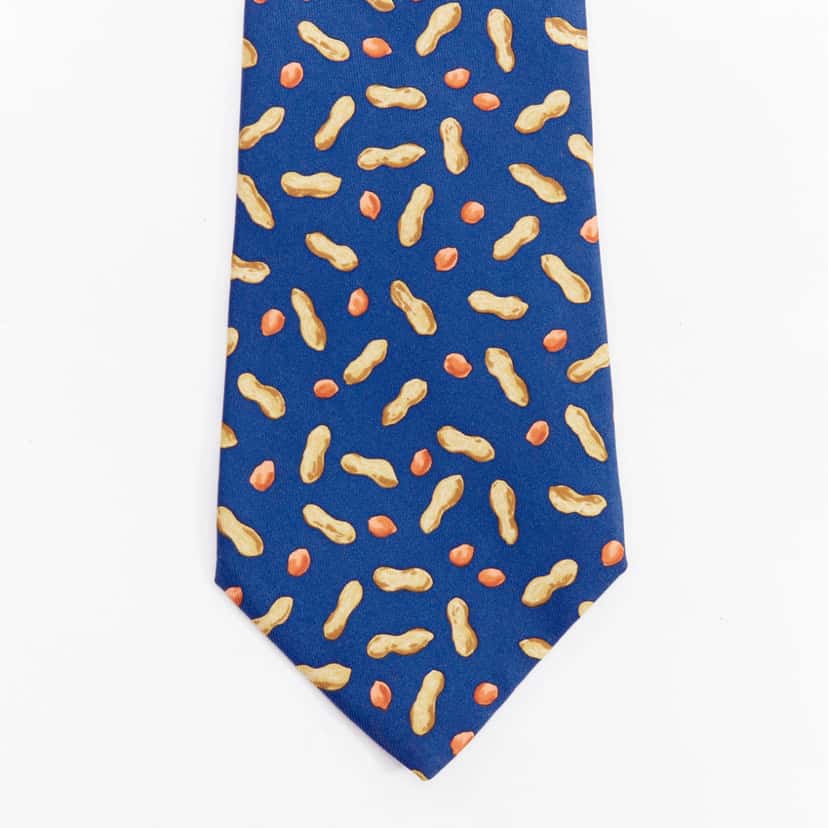 Hermès Peanut Shell Tie Blue Silk Very good condition - Back View