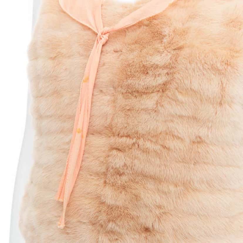 Prada Dyed Fur Satin Vest Ecru Silk Fair condition - Back View