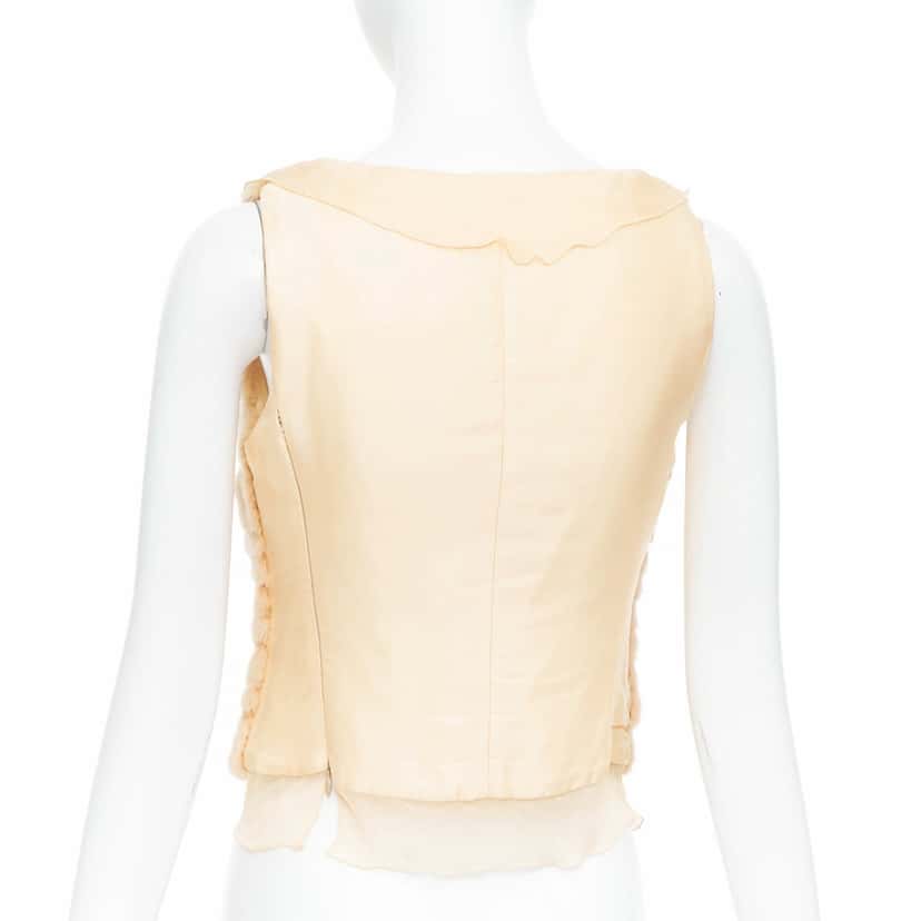 Prada Dyed Fur Satin Vest Ecru Silk Fair condition - Box View