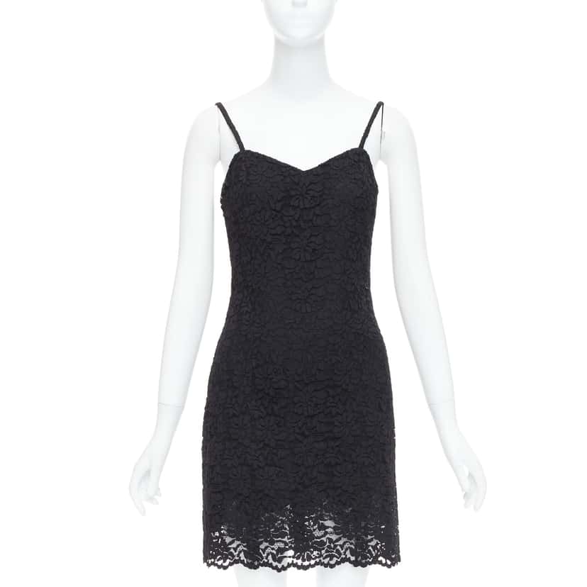Dolce & Gabbana Lace Slip Dress Black Polyamide Very good condition - Front View