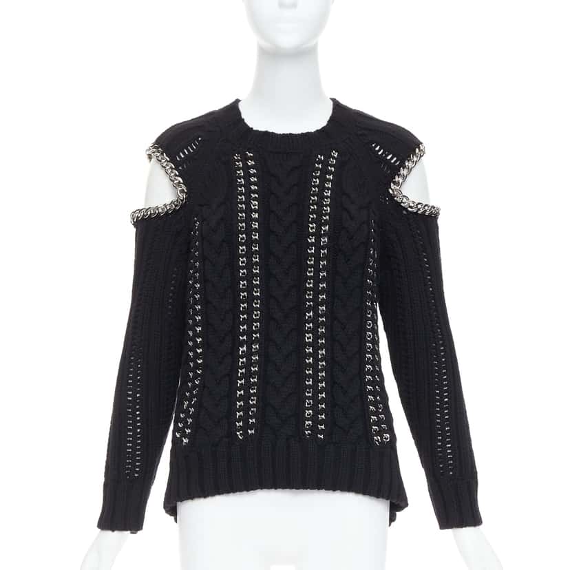 Alexander McQueen Chain Cold Sweater Black Cashmere Very good condition - Front View