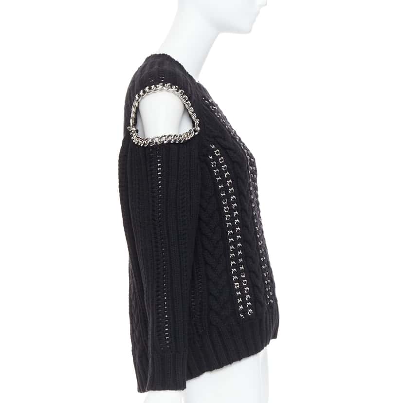 Alexander McQueen Chain Cold Sweater Black Cashmere Very good condition - Model View
