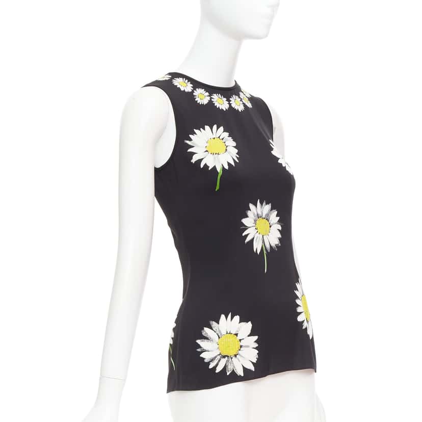Dolce & Gabbana Daisy Floral Top Black Silk Very good condition - Inside View