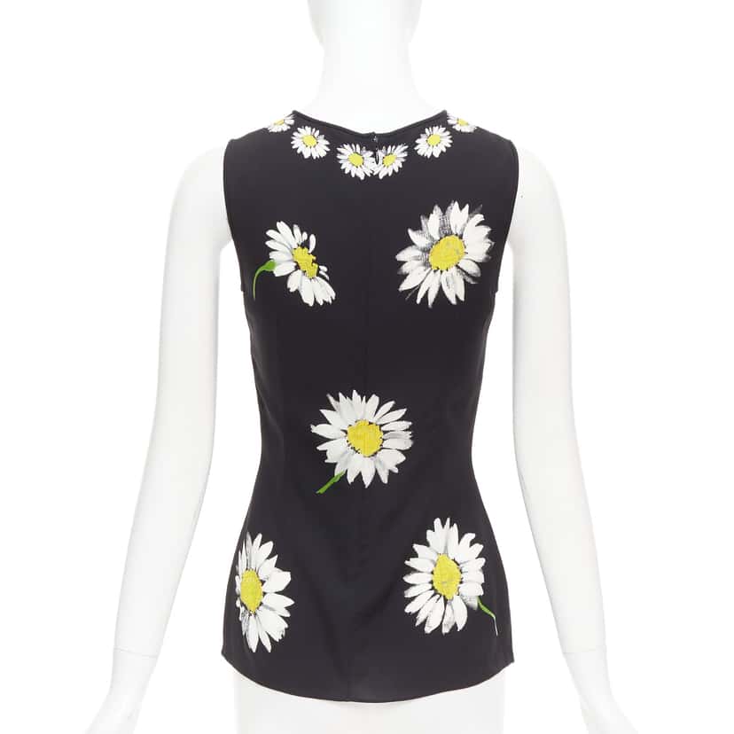 Dolce & Gabbana Daisy Floral Top Black Silk Very good condition - Box View