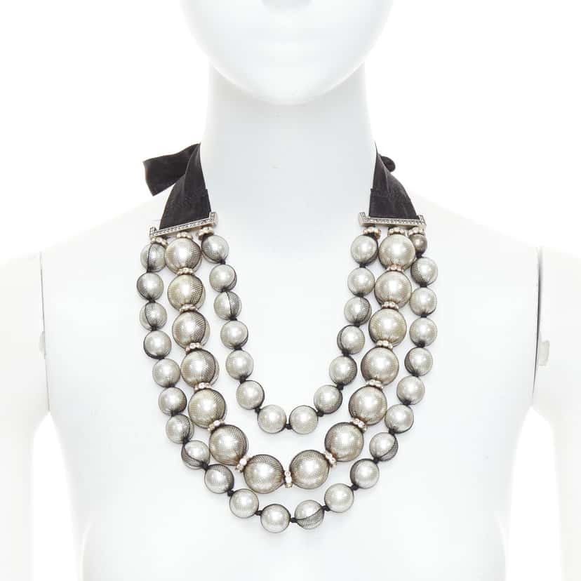 Lanvin Strand Tie Necklace Black Very good condition - Front View