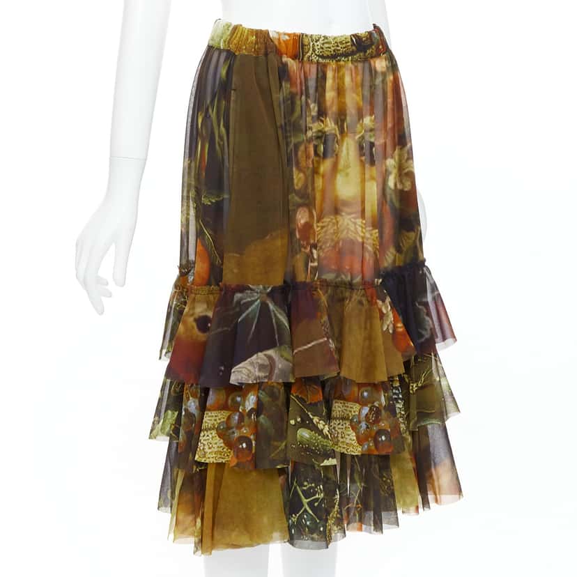 Comme Des Garcons Face Print Skirt Brown Polyester Very good condition - Inside View