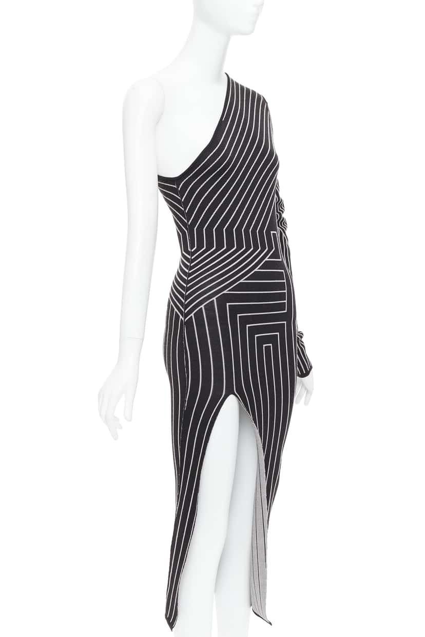 Rick Owens Geometric Slit Dress Grey Wool Never worn - Inside View