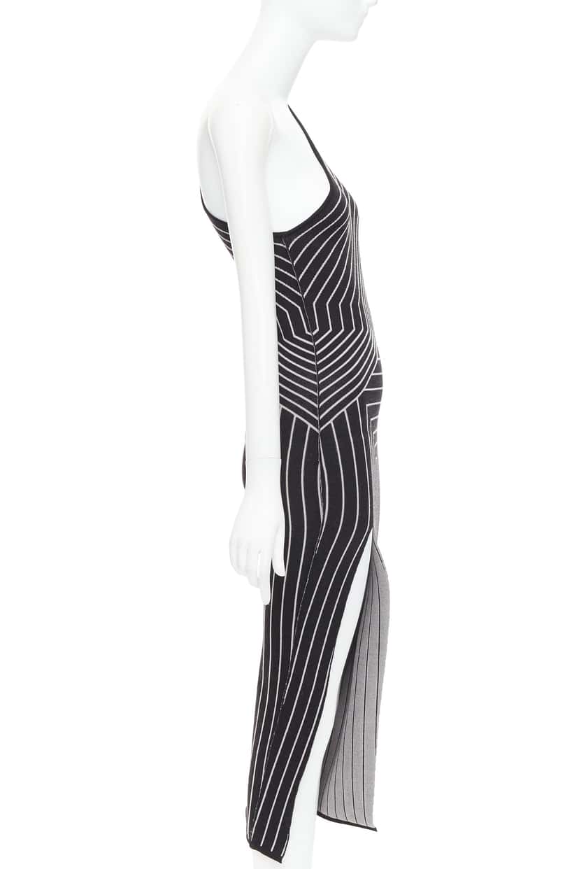 Rick Owens Geometric Slit Dress Grey Wool Never worn - Model View