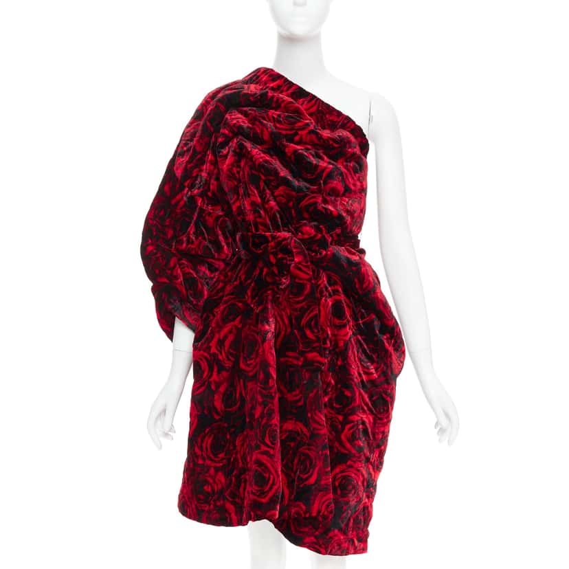 Dries Van Noten Rose Velvet Dress Red Polyester Very good condition - Front View