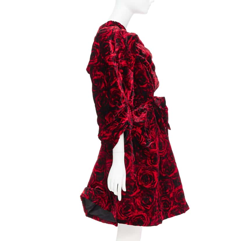 Dries Van Noten Rose Velvet Dress Red Polyester Very good condition - Model View
