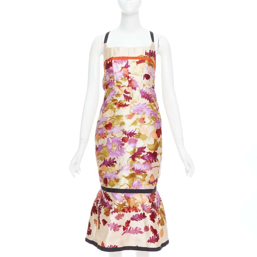 Prada Floral Bondage Dress MultiColor Wool Very good condition - Front View