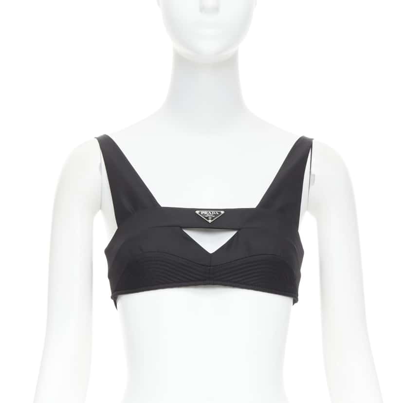 Prada Triangle Logo Bralette Black Never worn, with tag - Front View