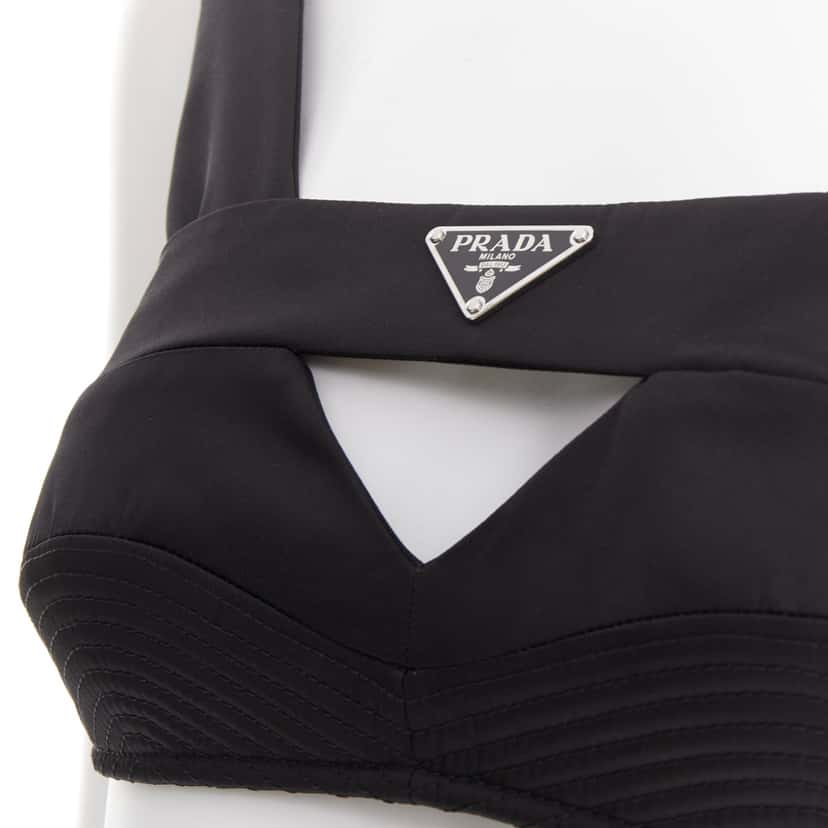 Prada Triangle Logo Bralette Black Never worn, with tag - Back View