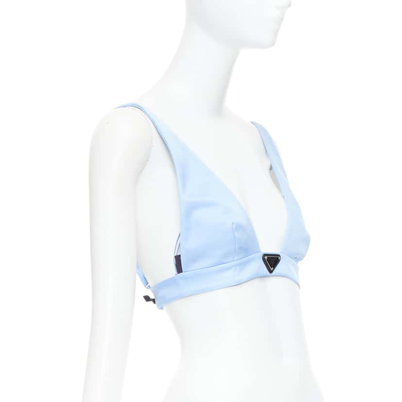 Prada Distressed Denim Bralette Blue Never worn, with tag - Inside View