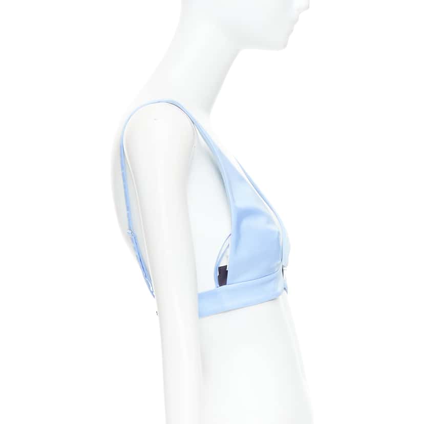 Prada Distressed Denim Bralette Blue Never worn, with tag - Model View