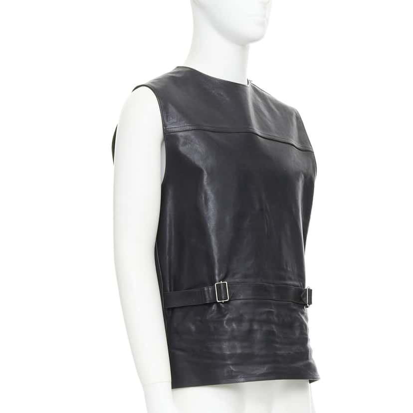 Prada Sleeveless Vitello Jacket Black Leather Never worn, with tag - Inside View