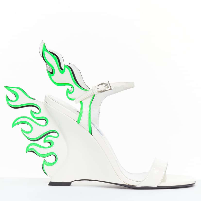 Prada Flame Wedge Sandal White Never worn - Front View