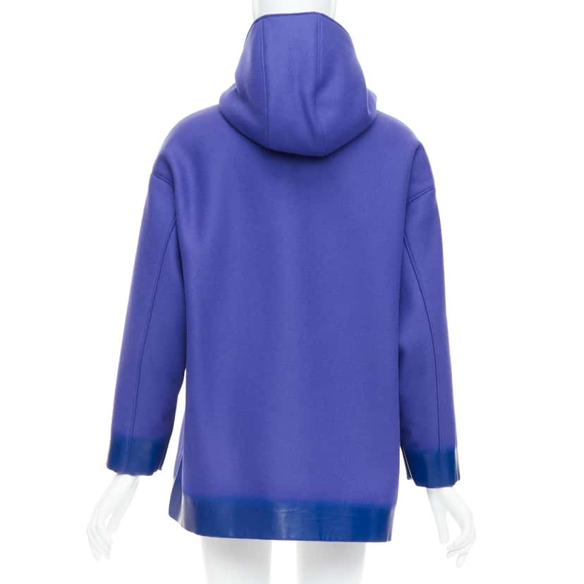 Prada Lacqured Hem Hoodie Blue Wool Never worn, with tag - Box View