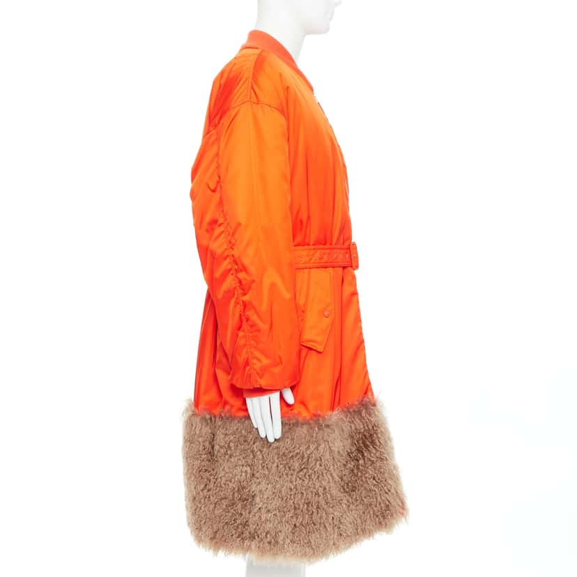 Prada Orange Bomber Coat Orange Never worn, with tag - Model View