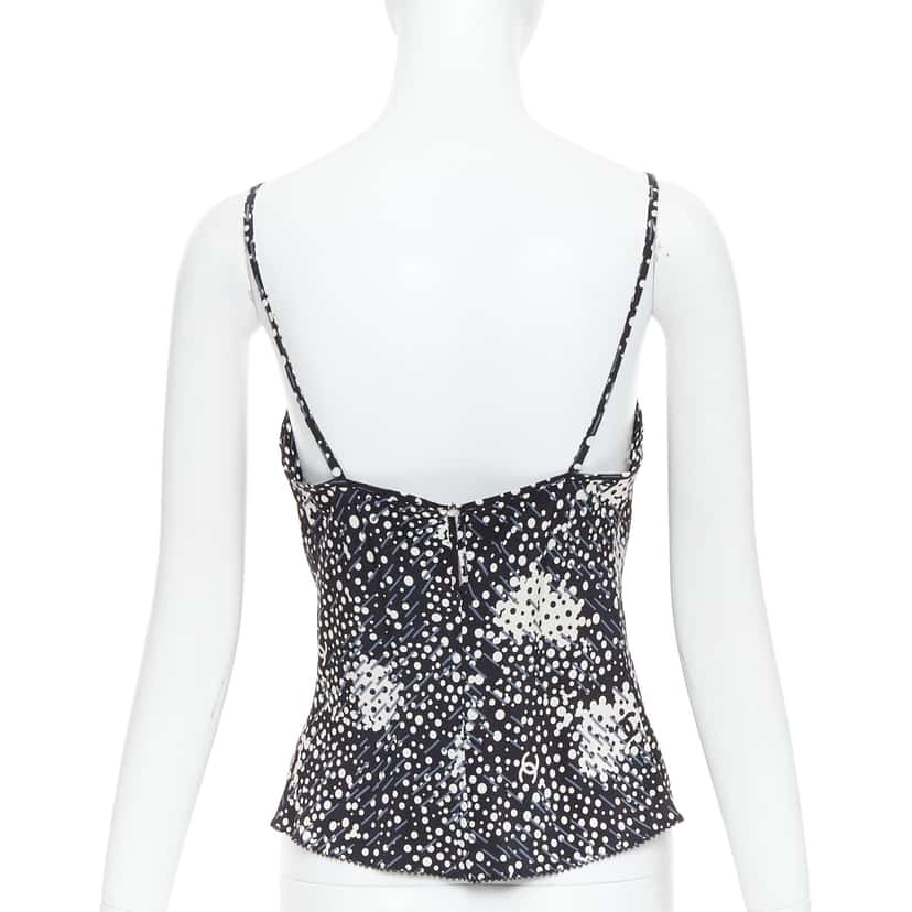 Chanel Polka Dot Camisole Black Silk Very good condition - Box View