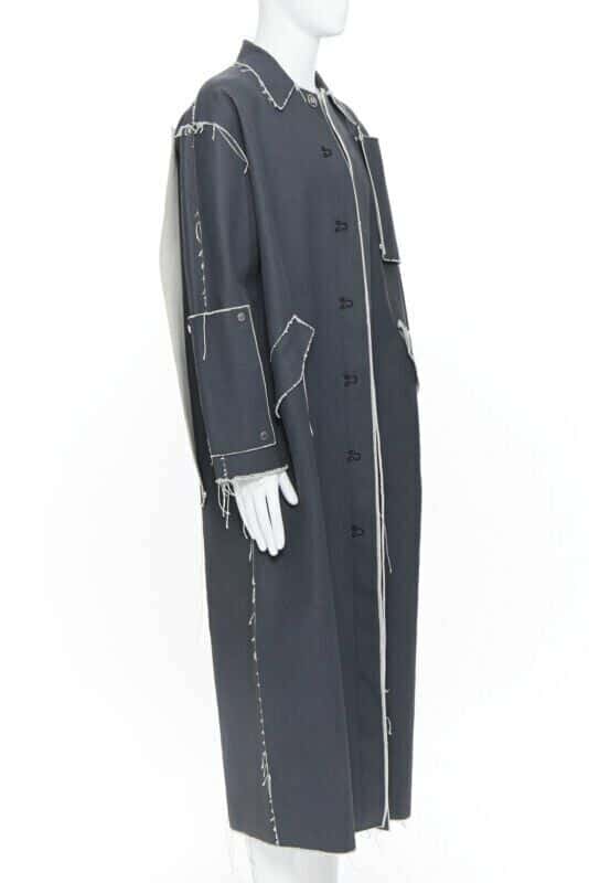 Off-White Canvas coat Grey Cotton Never worn - Model View