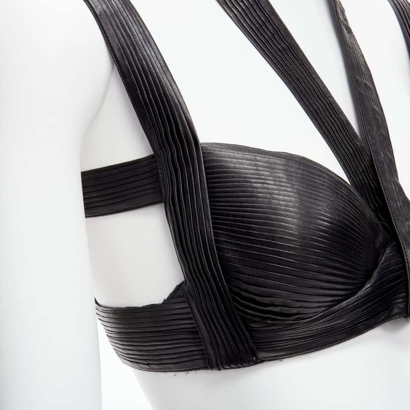 Givenchy Pleated Leather Bra Black Leather Good condition - Back View