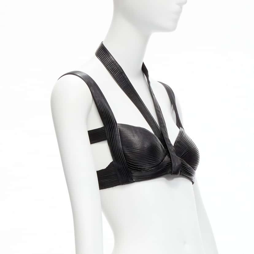 Givenchy Pleated Leather Bra Black Leather Good condition - Inside View
