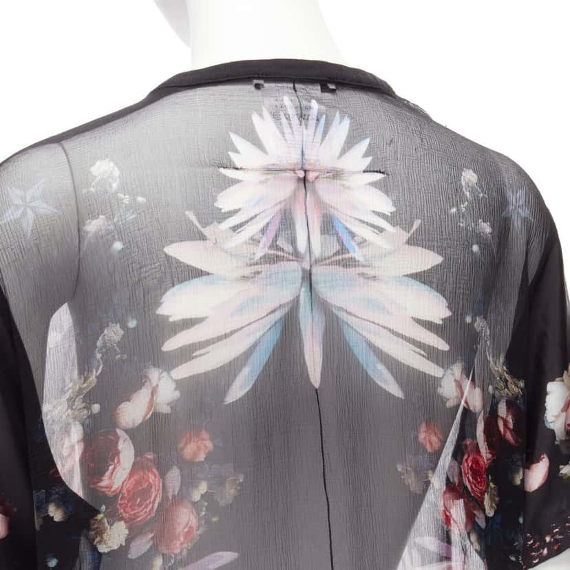 Givenchy Floral Goth T-Shirt Black Silk Very good condition - Back View