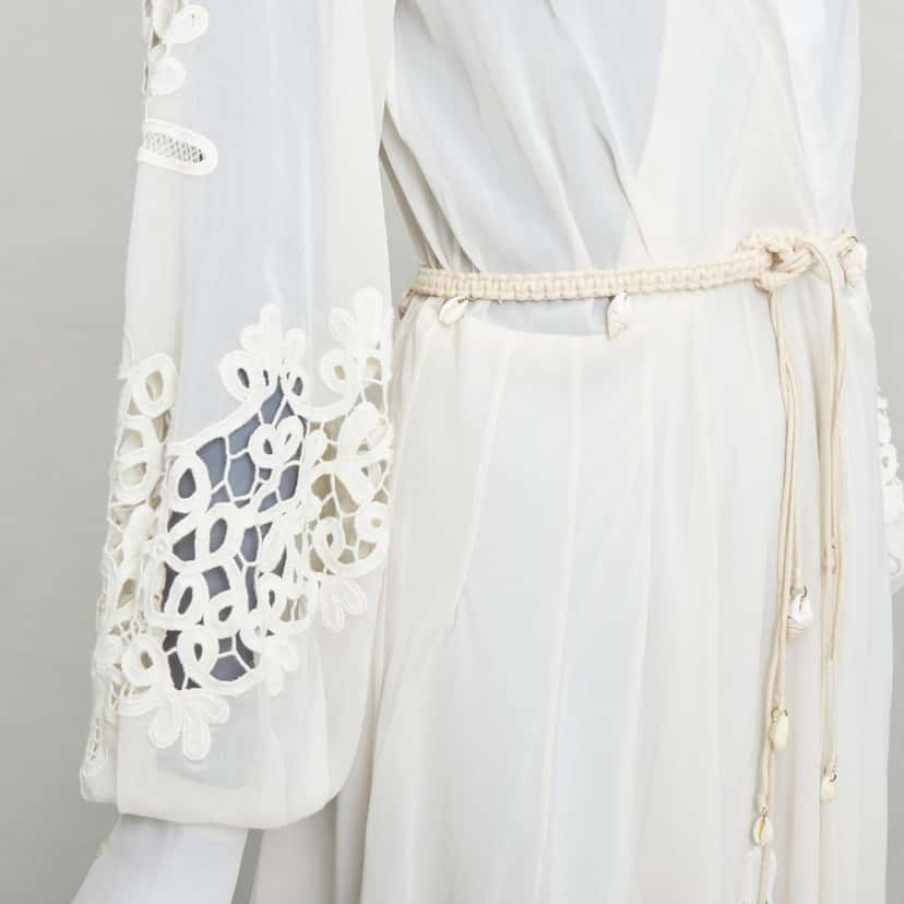 Oscar De La Renta Shell Belt Dress Ecru Cotton Very good condition - Back View