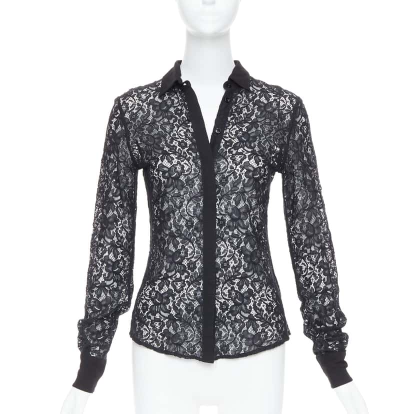 D&g Floral Lace Shirt Black Cotton Very good condition - Front View