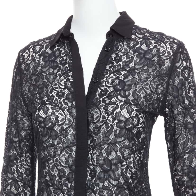 D&g Floral Lace Shirt Black Cotton Very good condition - Back View
