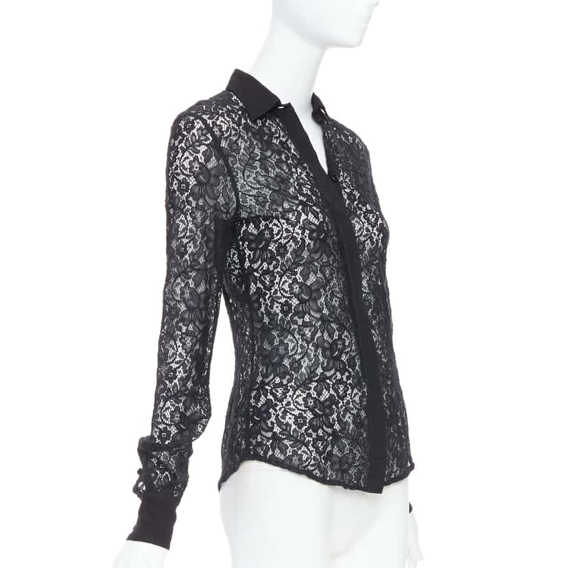 D&g Floral Lace Shirt Black Cotton Very good condition - Inside View