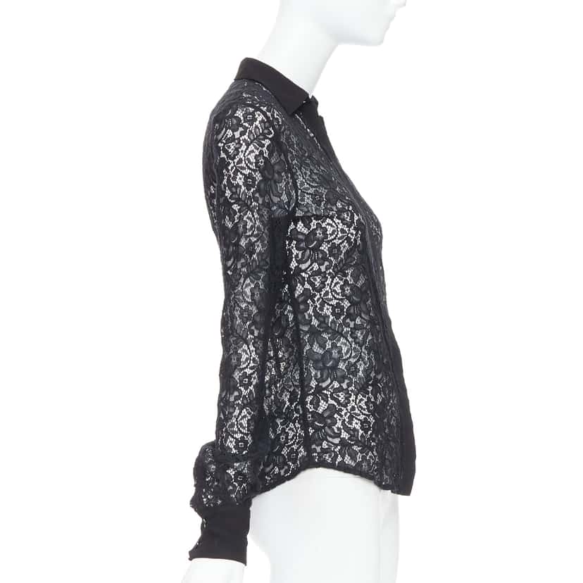 D&g Floral Lace Shirt Black Cotton Very good condition - Model View
