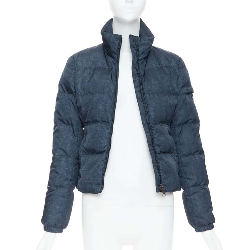 Prada Navy Cropped Jacket Blue Polyamide Never worn - Inside View