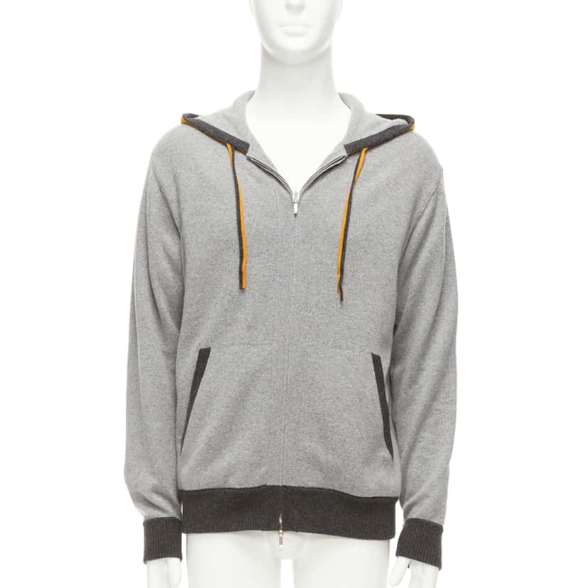 Loro Piana Tiger Print Hoodie Grey Cashmere Never worn - Inside View