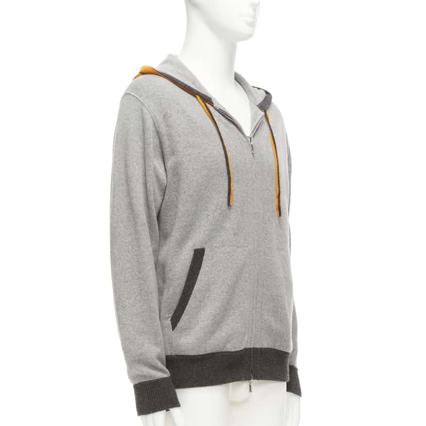 Loro Piana Tiger Print Hoodie Grey Cashmere Never worn - Model View