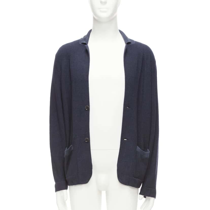 Loro Piana Navy Cashmere Cardigan Blue Silk Very good condition - Inside View